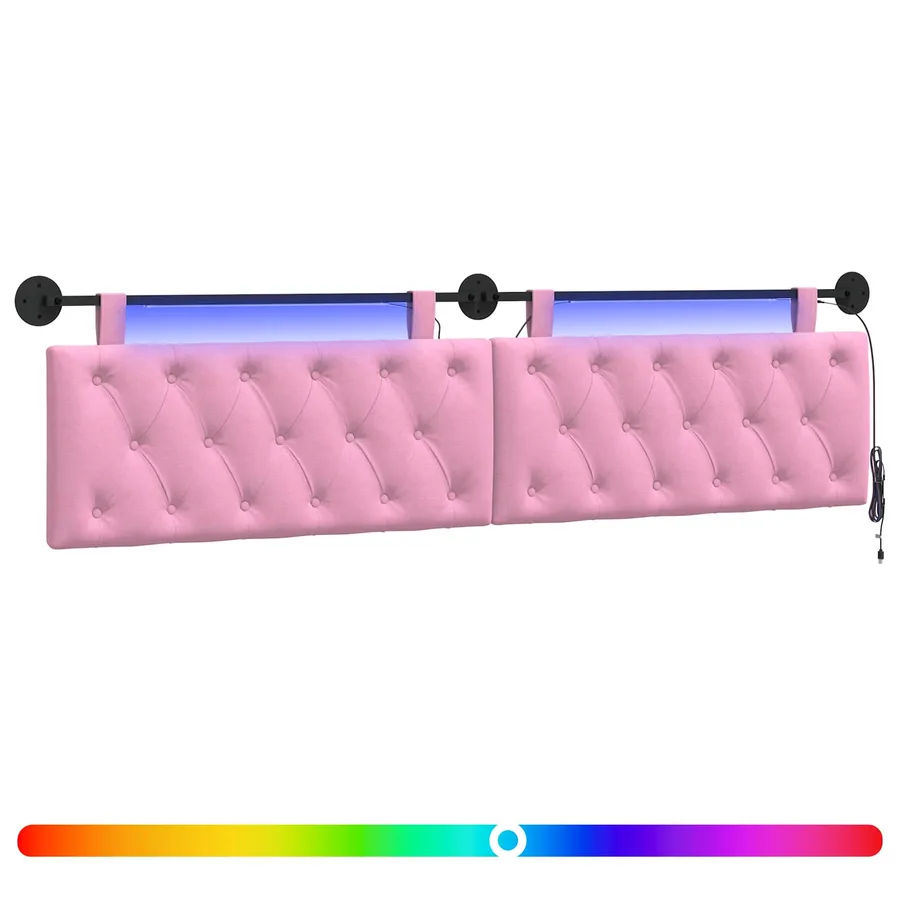 Tête de lit suspendue Avec lumière LED Rose Tissu - 2