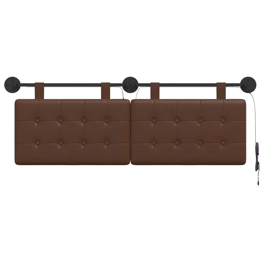 Tête de lit suspendue Avec lumière LED Marron Simili cuir - 6