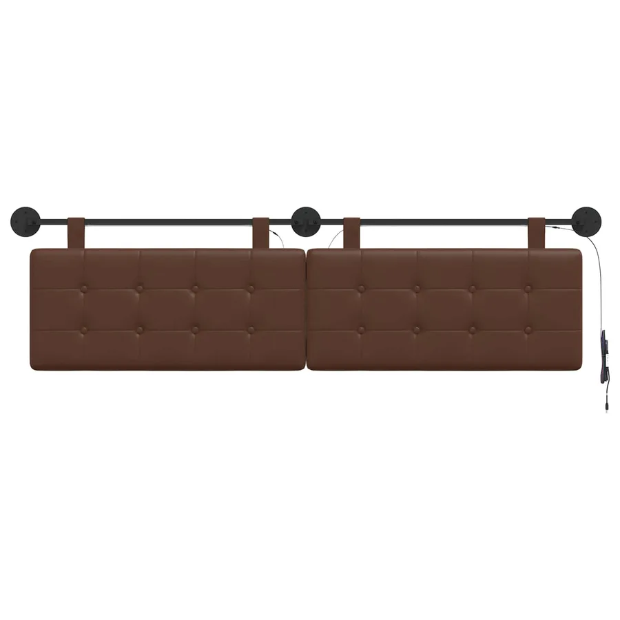 Tête de lit suspendue Avec lumière LED Marron Simili cuir - 6