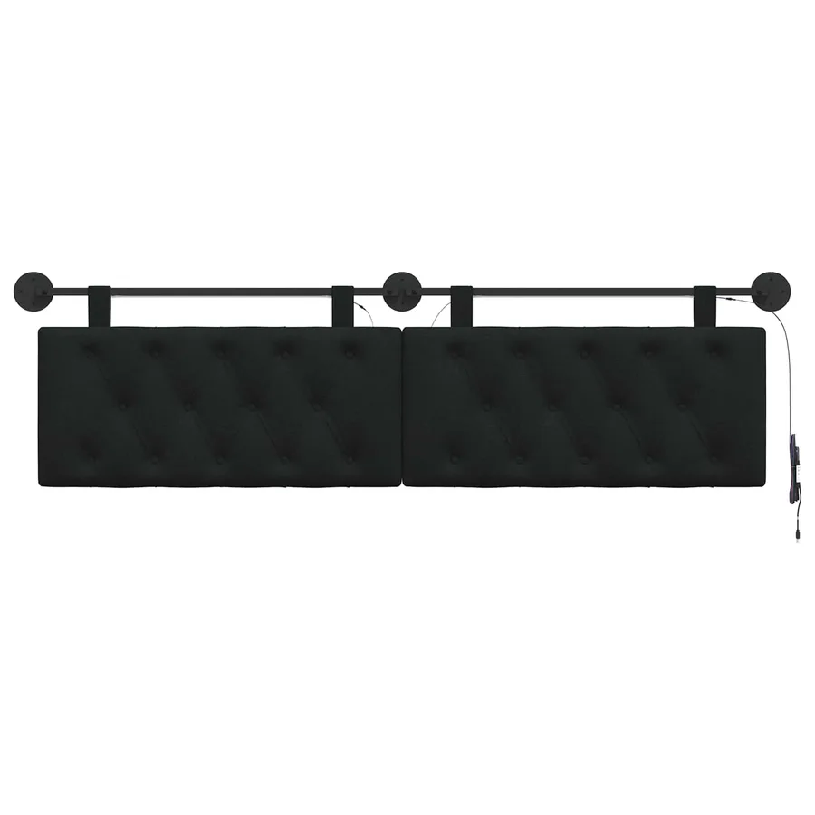 Tête de lit suspendue Avec lumière LED Noir Tissu - 6