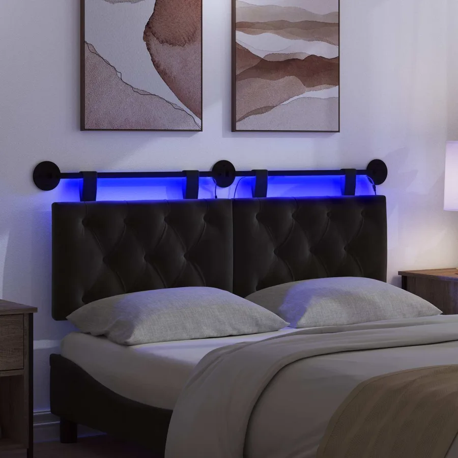 Tête de lit suspendue Avec lumière LED Noir Velours - 5