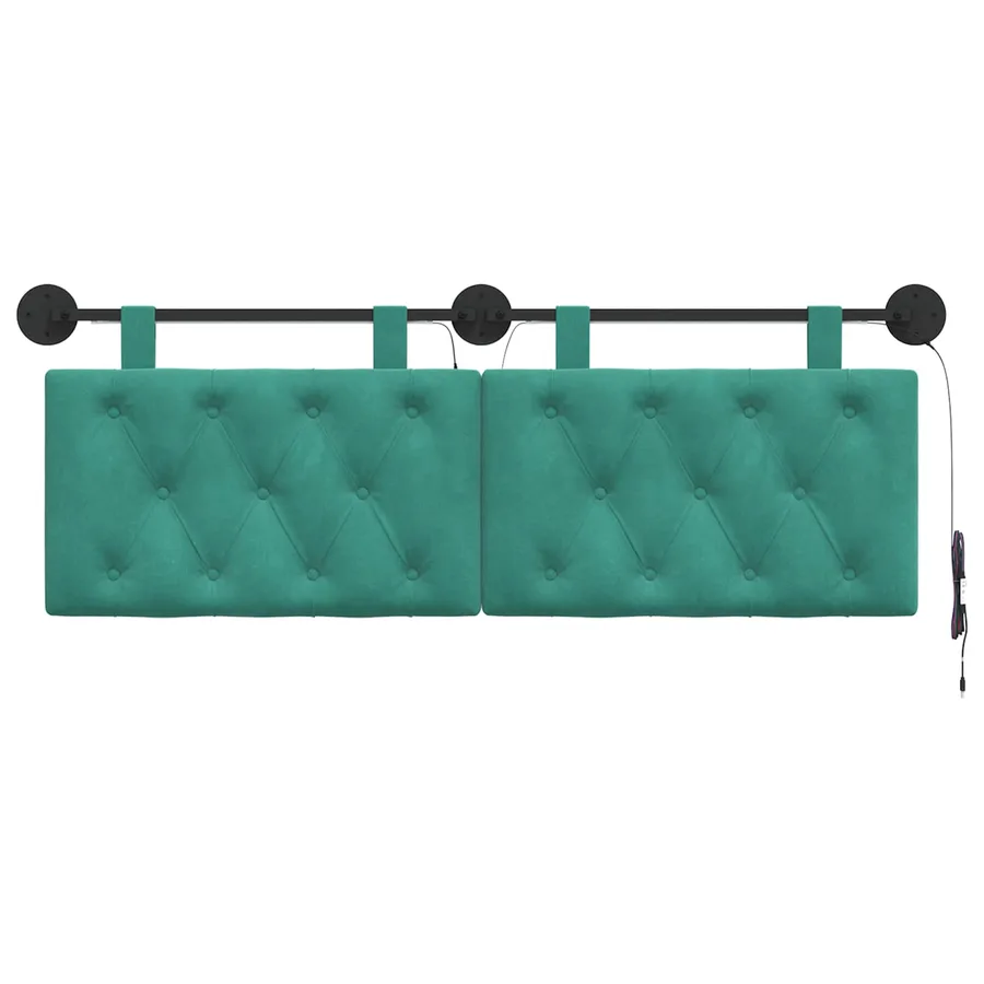 Tête de lit suspendue Avec lumière LED Turquoise Velours - 6