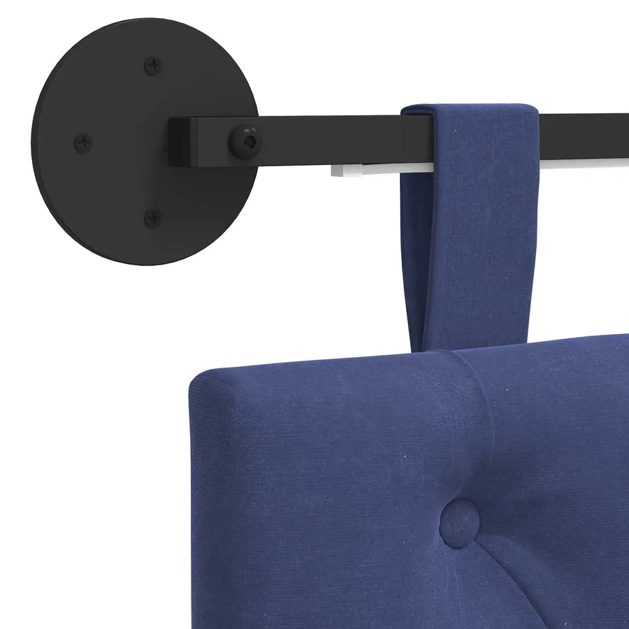 Tête de lit suspendue Avec lumière LED Bleu police Velours - 8