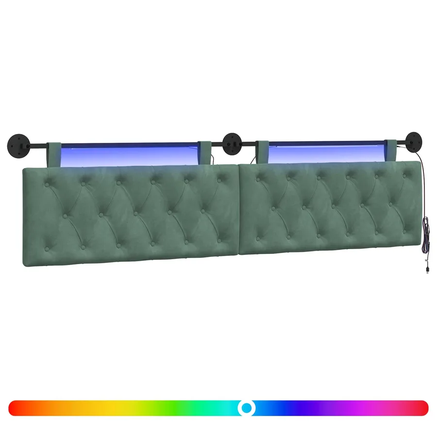 Tête de lit suspendue Avec lumière LED Vert Mer Velours - 2