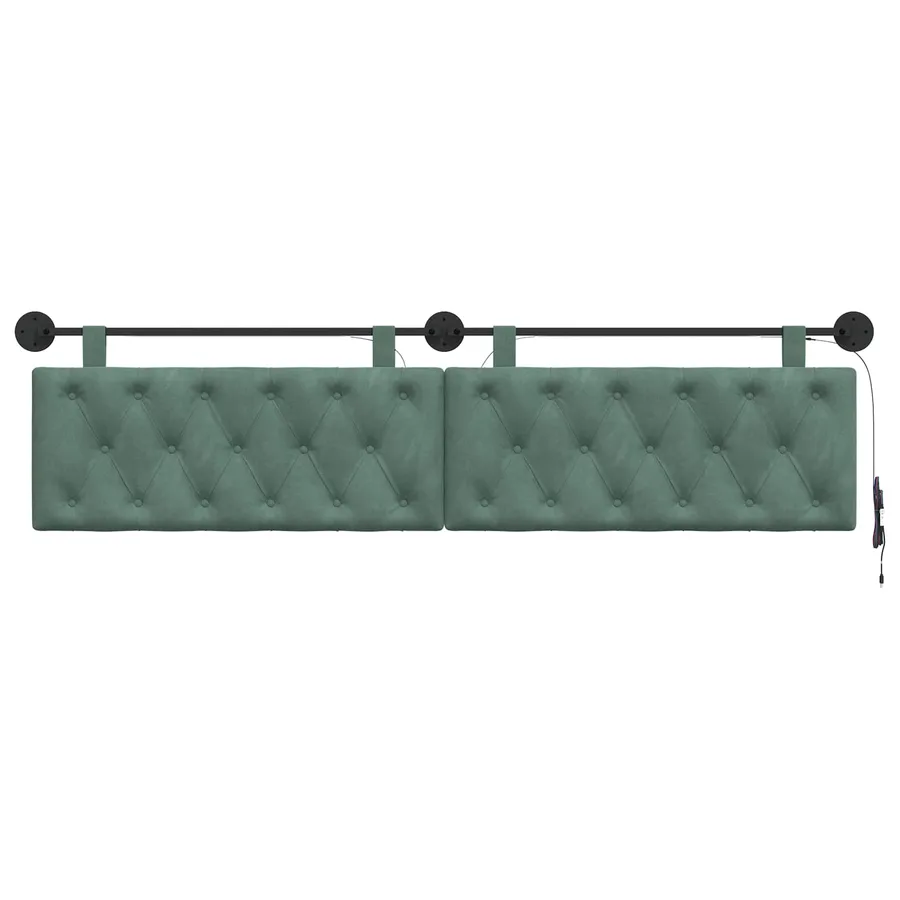 Tête de lit suspendue Avec lumière LED Vert Mer Velours - 6