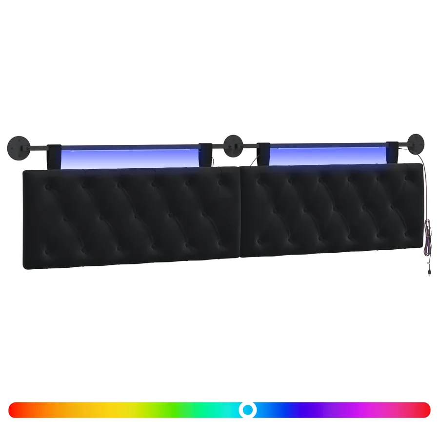 Tête de lit suspendue Avec lumière LED Noir Velours - 2