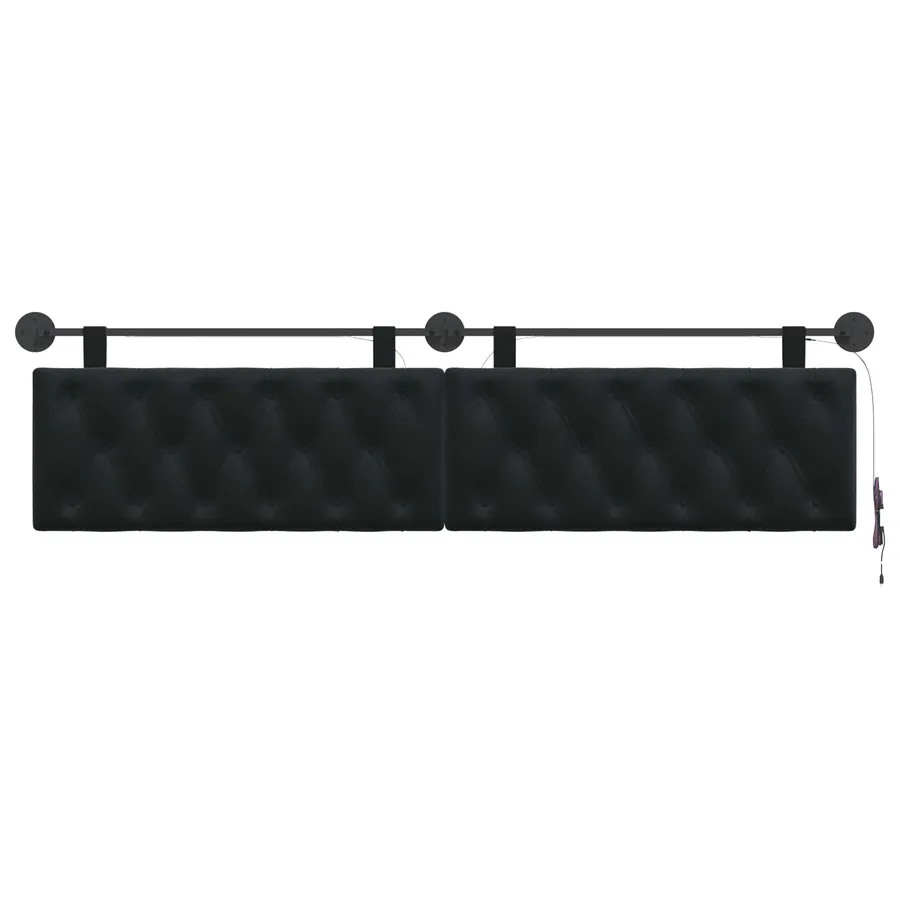 Tête de lit suspendue Avec lumière LED Noir Velours - 6