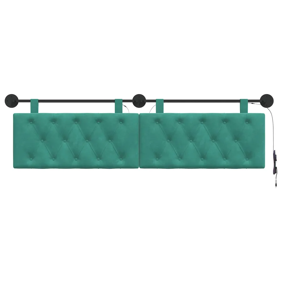 Tête de lit suspendue Avec lumière LED Turquoise Velours - 6