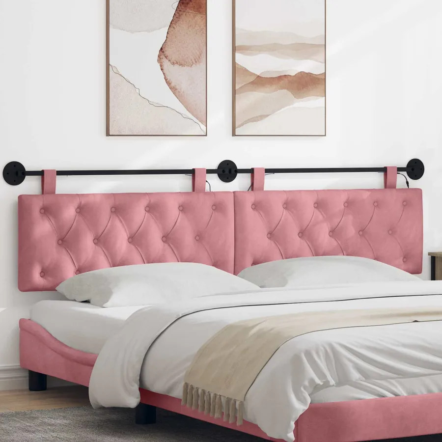 Tête de lit suspendue Avec lumière LED Rose Velours