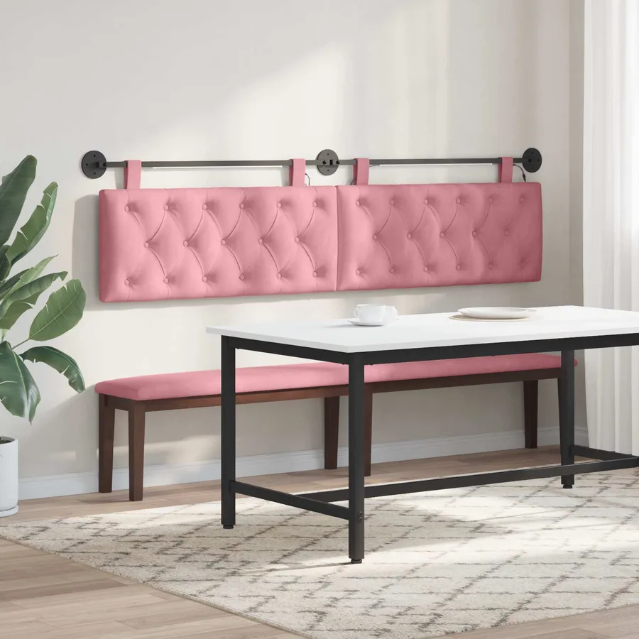 Tête de lit suspendue Avec lumière LED Rose Velours - 4