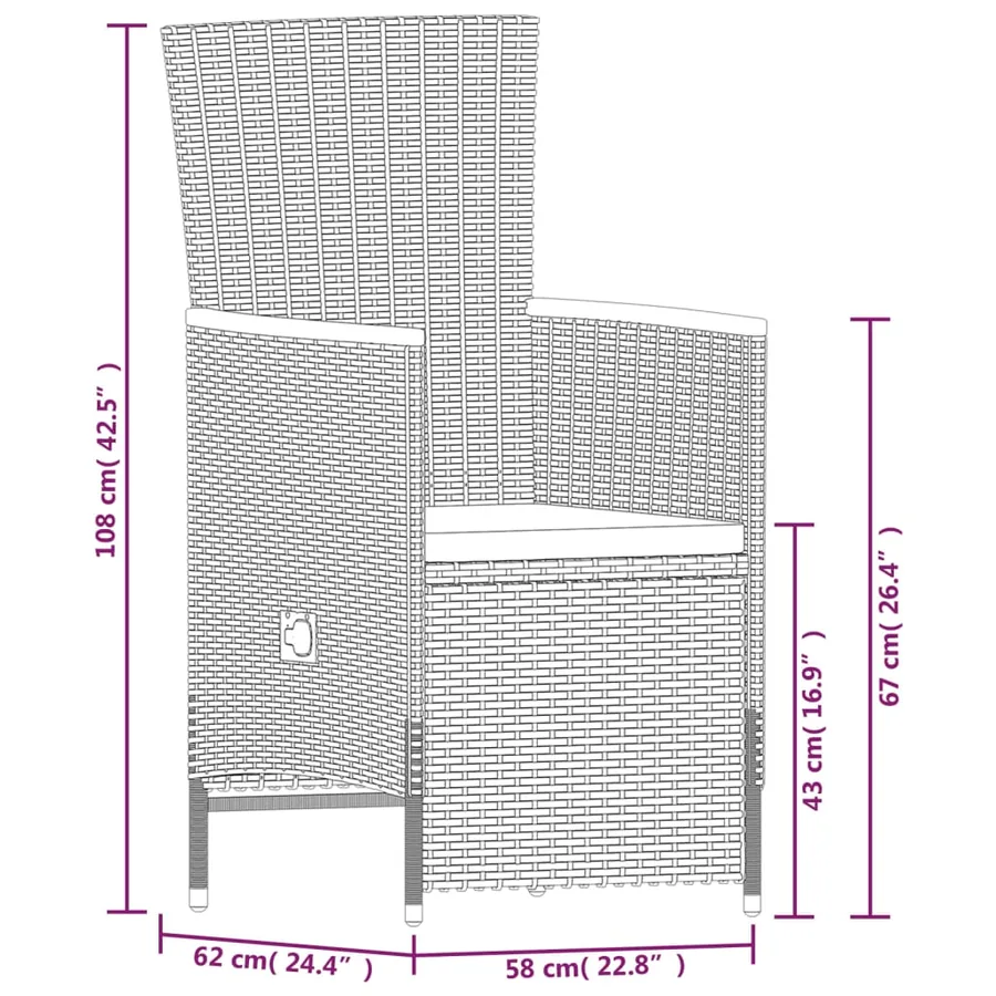 Ensemble à manger de jardin avec coussins 9 pcs noir - 9