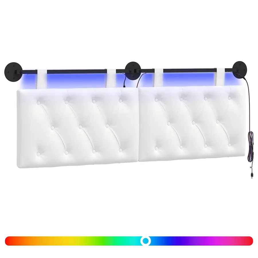 Tête de lit suspendue Avec lumière LED Blanc Tissu - 2