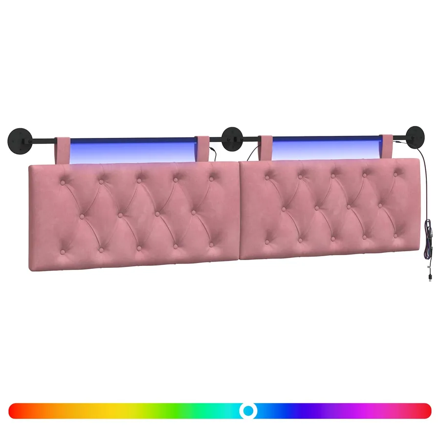 Tête de lit suspendue Avec lumière LED Rose Velours - 2