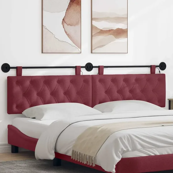 Tête de lit suspendue Avec lumière LED Bordeaux Tissu