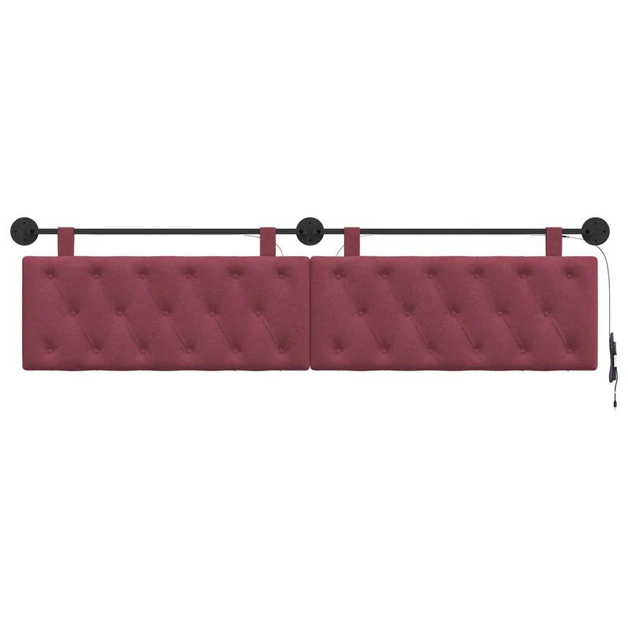Tête de lit suspendue Avec lumière LED Bordeaux Tissu - 6