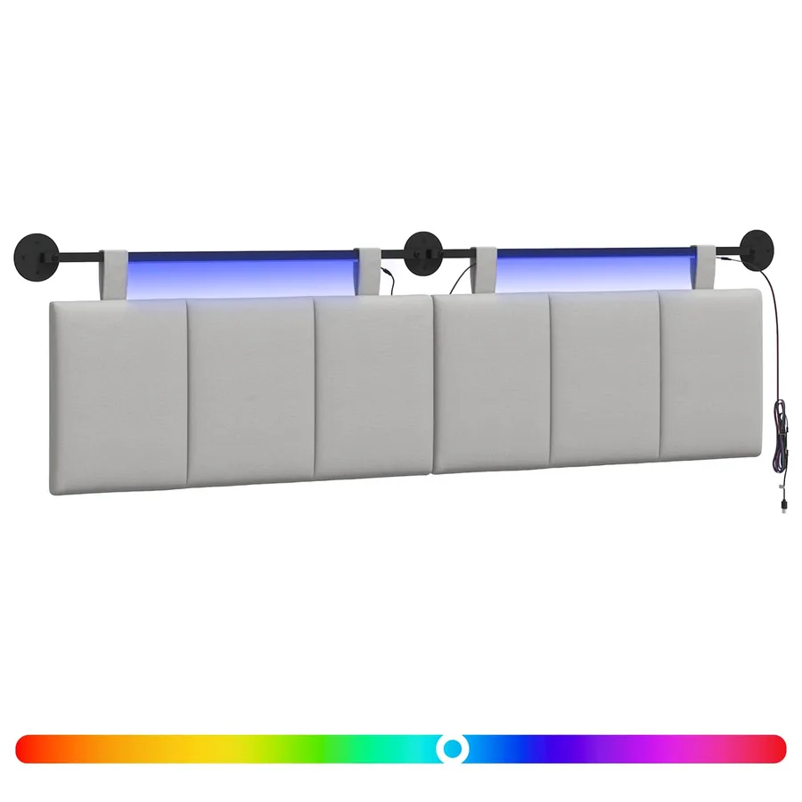 Tête de lit suspendue Avec lumière LED Gris nuage Tissu - 2