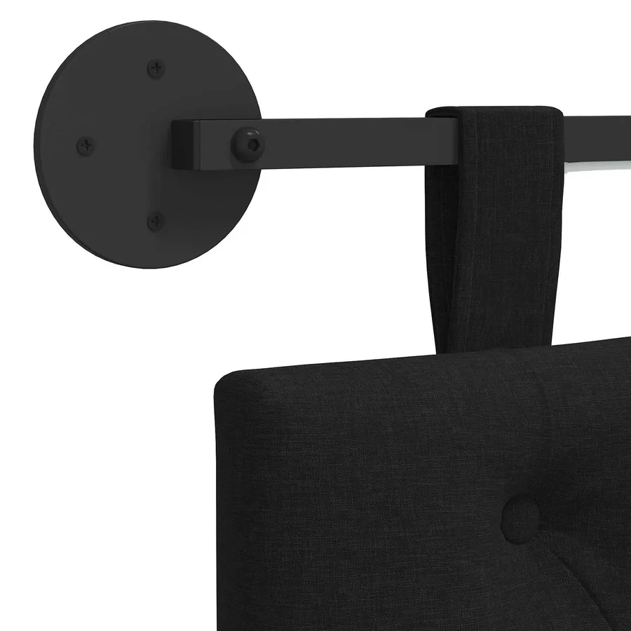 Tête de lit suspendue Avec lumière LED Noir Tissu - 8