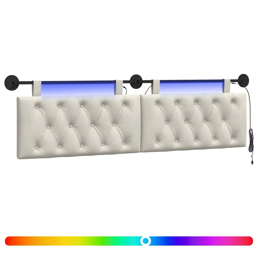 Tête de lit suspendue Avec lumière LED Crème Velours - 2