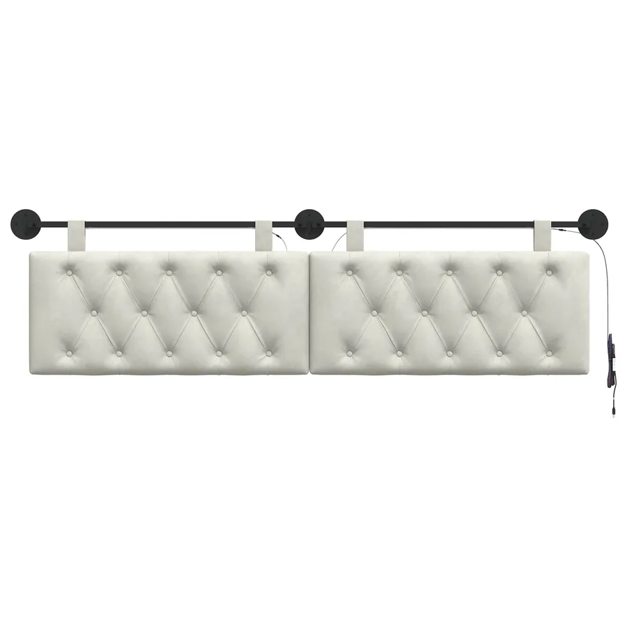 Tête de lit suspendue Avec lumière LED Crème Velours - 6