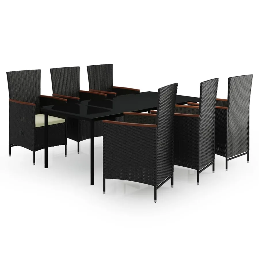 Ensemble à manger de jardin avec coussins 7 pcs Noir - 2