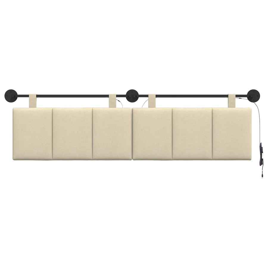 Tête de lit suspendue Avec lumière LED Crème Tissu - 6