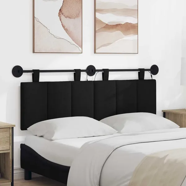 Tête de lit suspendue Avec lumière LED Noir Tissu