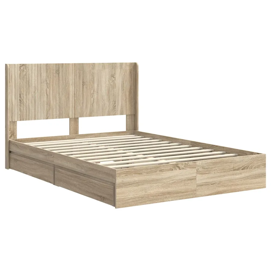 Cadre de lit avec rangement et tête de lit 2 pc - 4