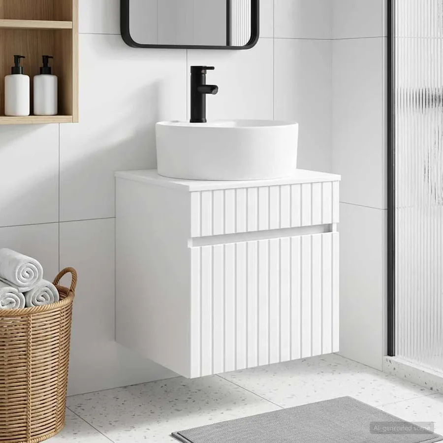 Meuble de lavabo mural Blanc brillant 49 x 44,5 x 65 cm
