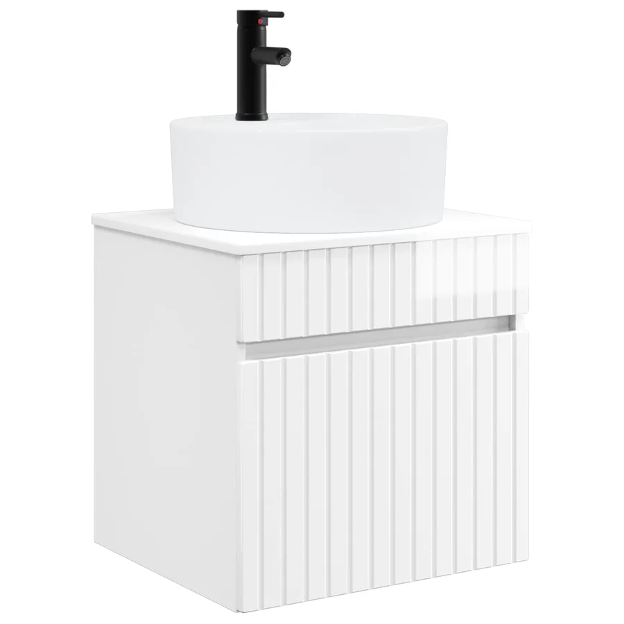 Meuble de lavabo mural Blanc brillant 49 x 44,5 x 65 cm - 2