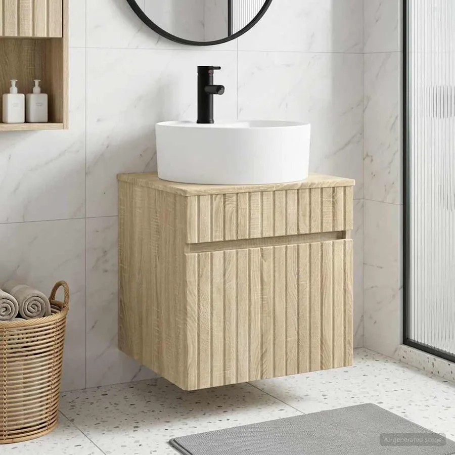 Meuble de lavabo mural Chêne Sonoma 49 x 44,5 x 65 cm