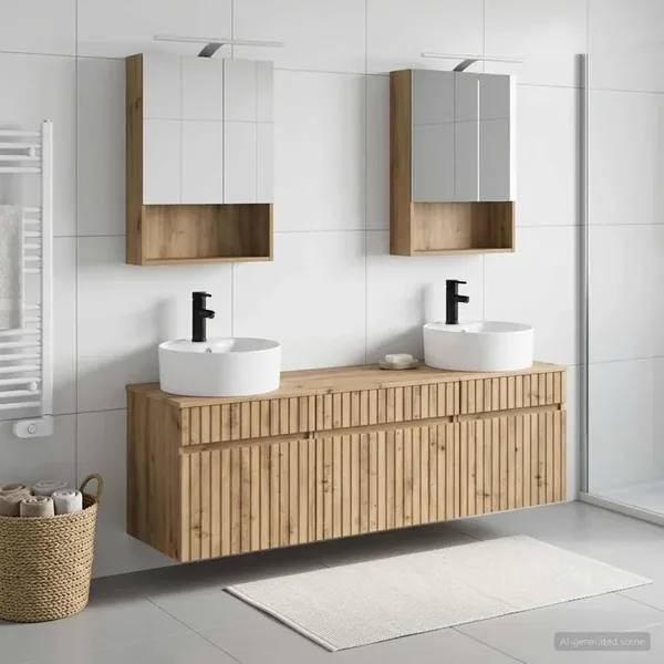 Ensemble d'armoire de salle de bain 5 pc Chêne artisanal