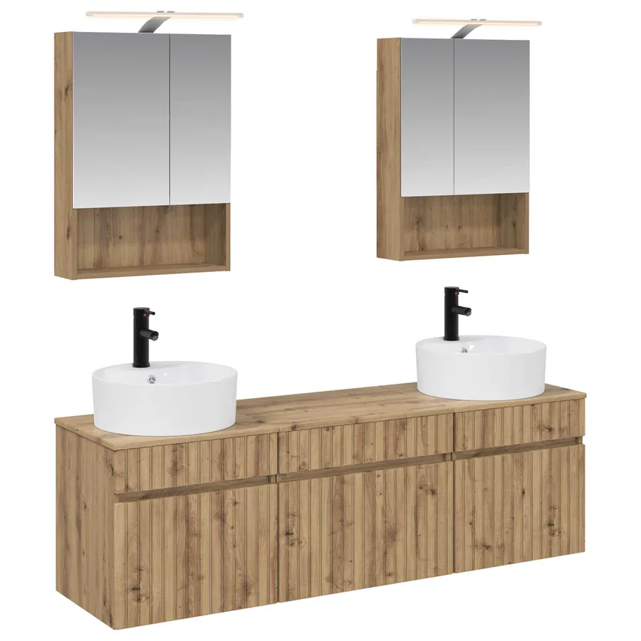 Ensemble d'armoire de salle de bain 5 pc Chêne artisanal - 2
