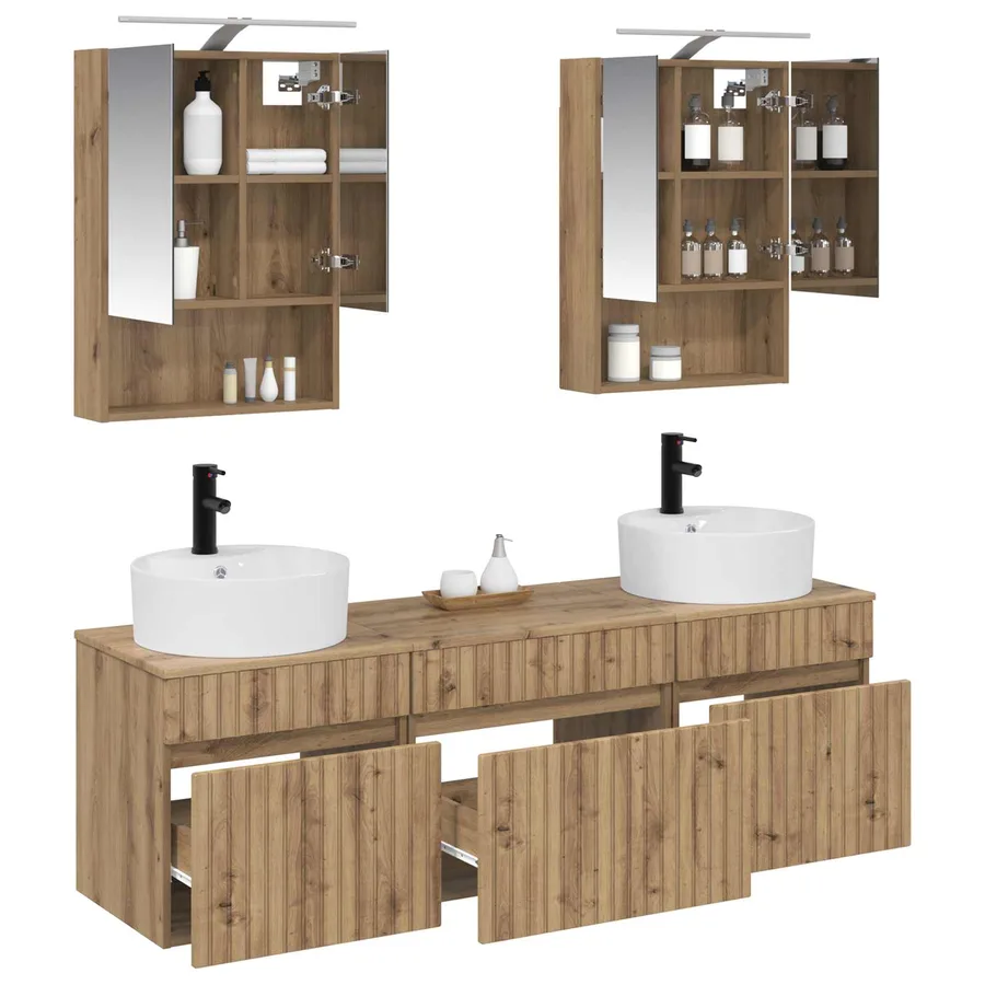 Ensemble d'armoire de salle de bain 5 pc Chêne artisanal - 3