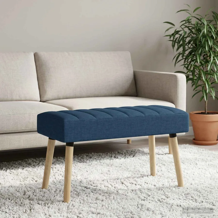 Banc capitonné canal Bleu 80 x 40 x 46 cm Tissu
