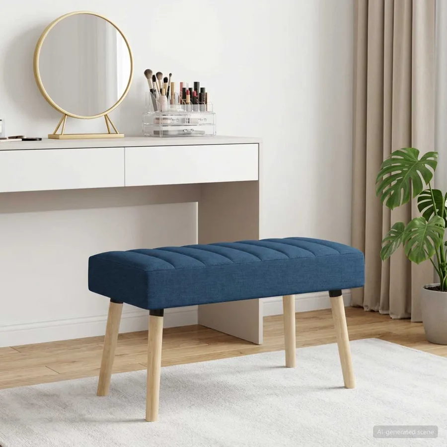 Banc capitonné canal Bleu 80 x 40 x 46 cm Tissu - 3