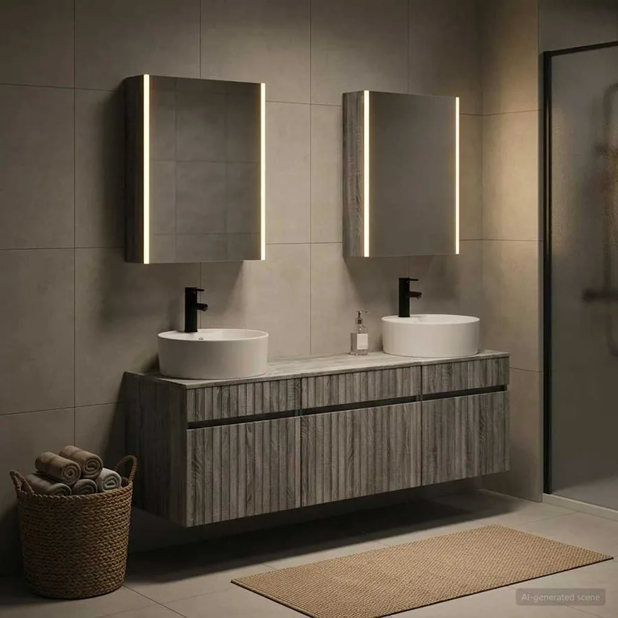 Ensemble d'armoire de salle de bain 5 pcs Sonoma gris