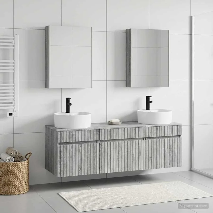Ensemble d'armoire de salle de bain 5 pcs Sonoma gris - 4