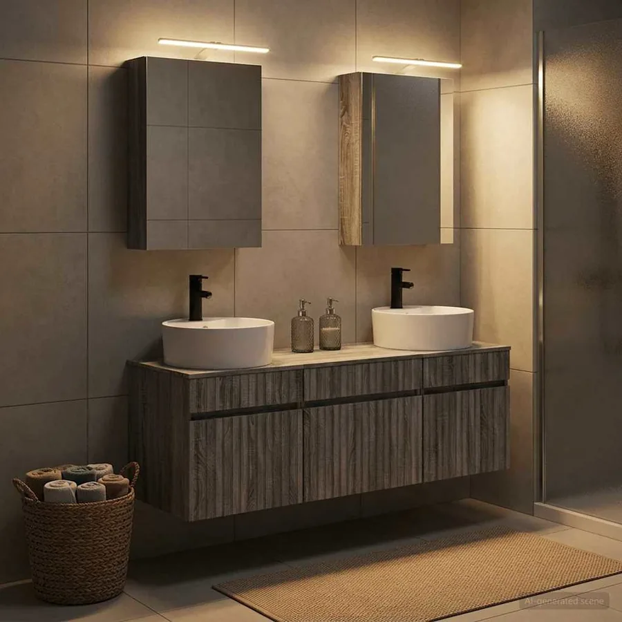 Ensemble d'armoire de salle de bain 5 pcs Sonoma gris