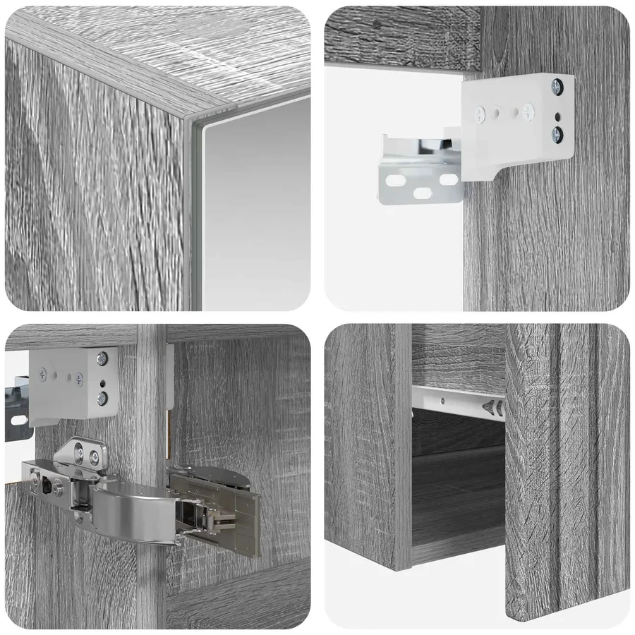 Ensemble d'armoire de salle de bain 5 pcs Sonoma gris - 9