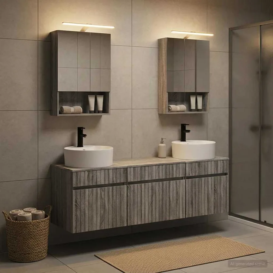 Ensemble d'armoire de salle de bain 5 pcs Sonoma gris