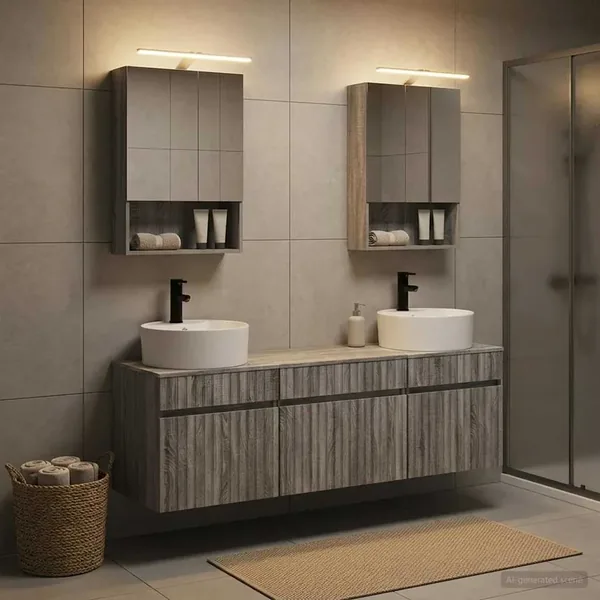 Ensemble d'armoire de salle de bain 5 pcs Sonoma gris