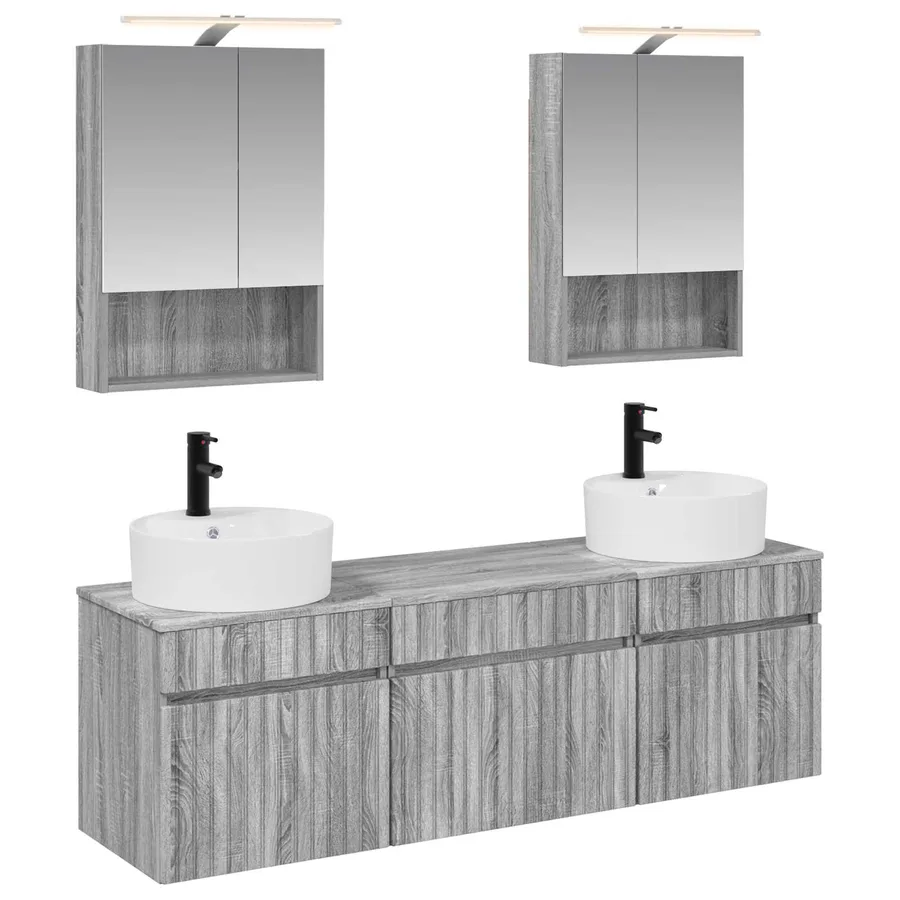 Ensemble d'armoire de salle de bain 5 pcs Sonoma gris - 2