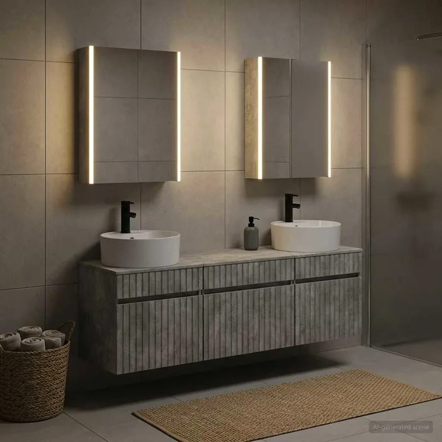Ensemble d'armoire de salle de bain 5 pcs Gris béton