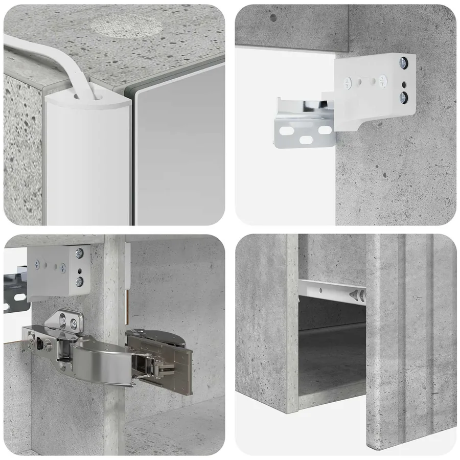 Ensemble d'armoire de salle de bain 5 pcs Gris béton - 9