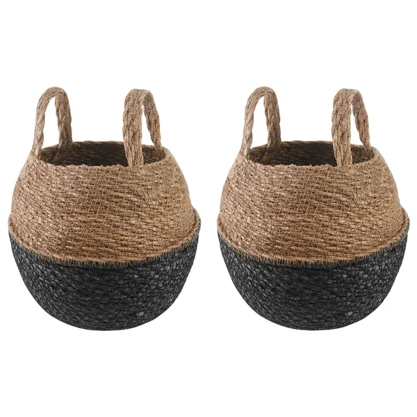 Pot de plante avec poignées 2 pcs Noir Ø 22 x 20 cm