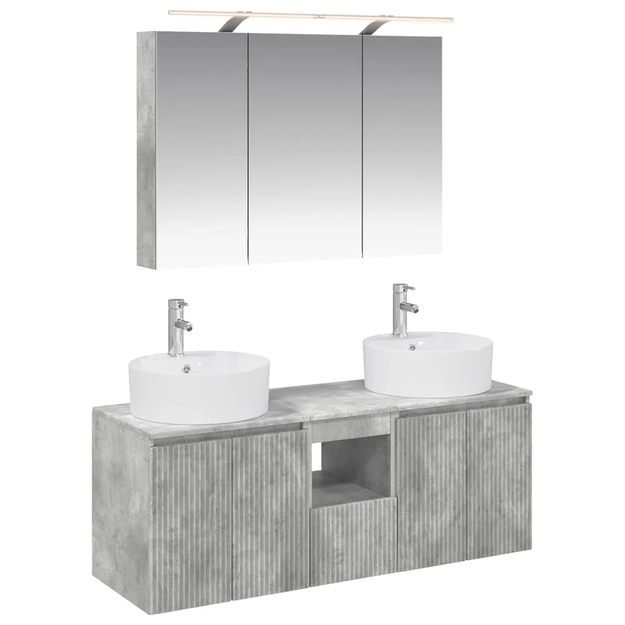 Ensemble d'armoire de salle de bain 4 pcs Gris béton - 2