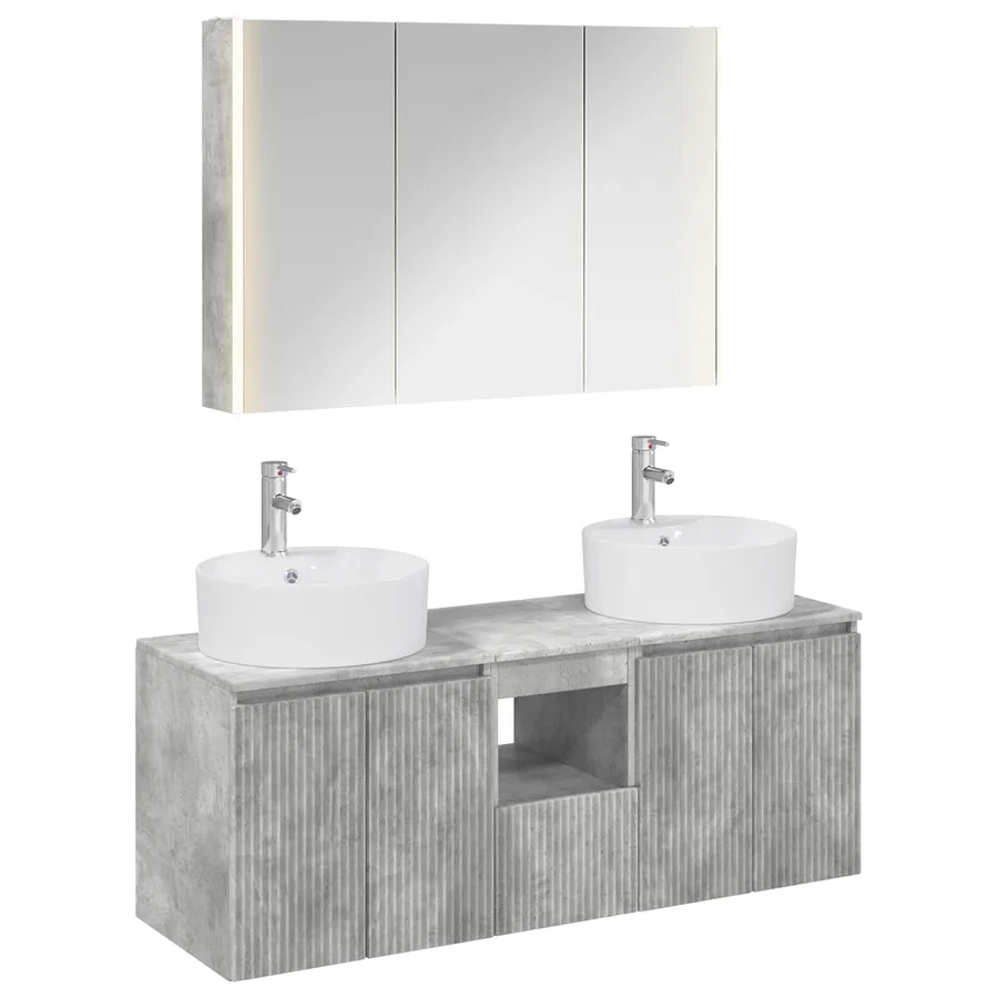 Ensemble d'armoire de salle de bain 4 pcs Gris béton - 2