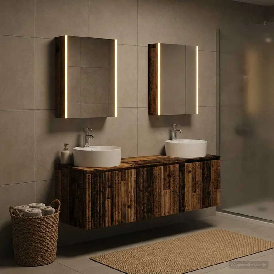 Ensemble d'armoire de salle de bain 5 pcs Bois ancien