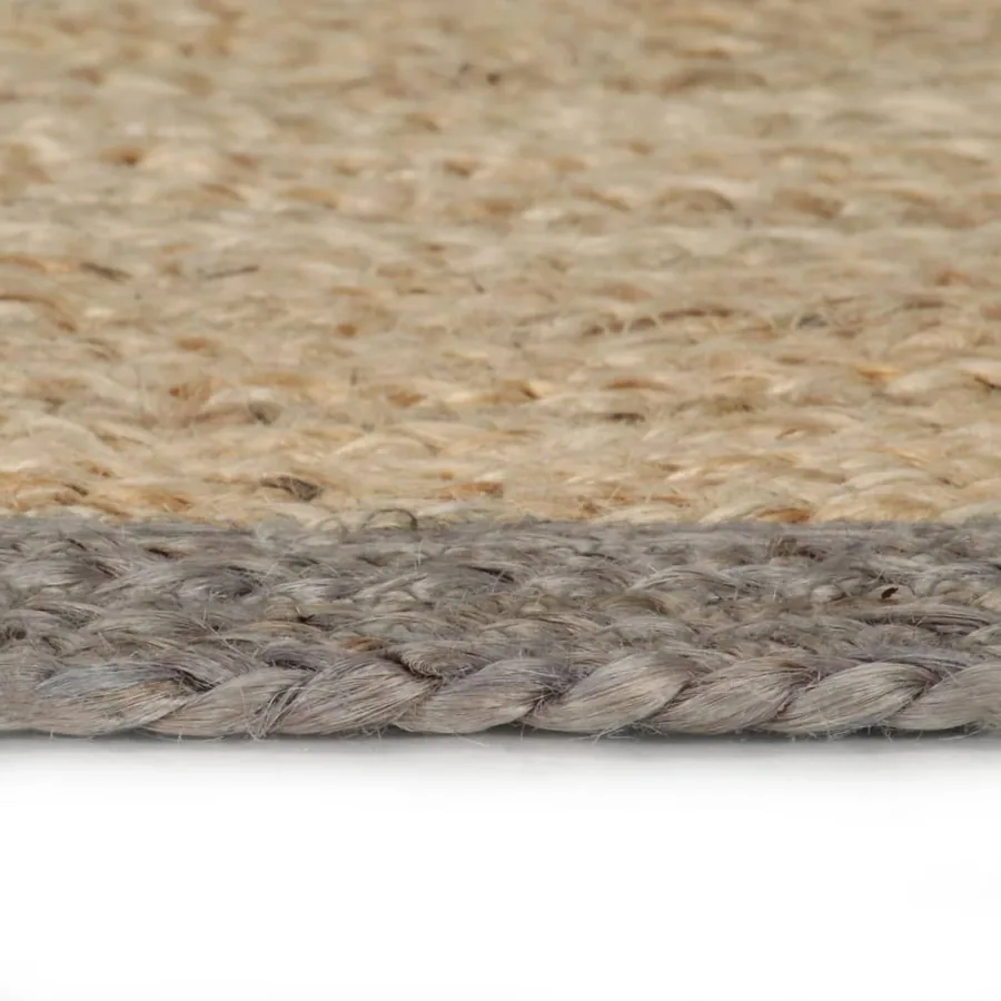 Tapis fait à la main Jute avec bord gris 90 cm - 3