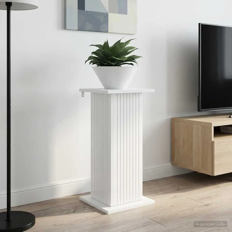 Support de Plante 2 pcs Blanc brillant 30,5 x 30 x 60,5 cm - 4